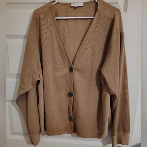 Umgee Size XL Camel Button-Up Women's Cardigan